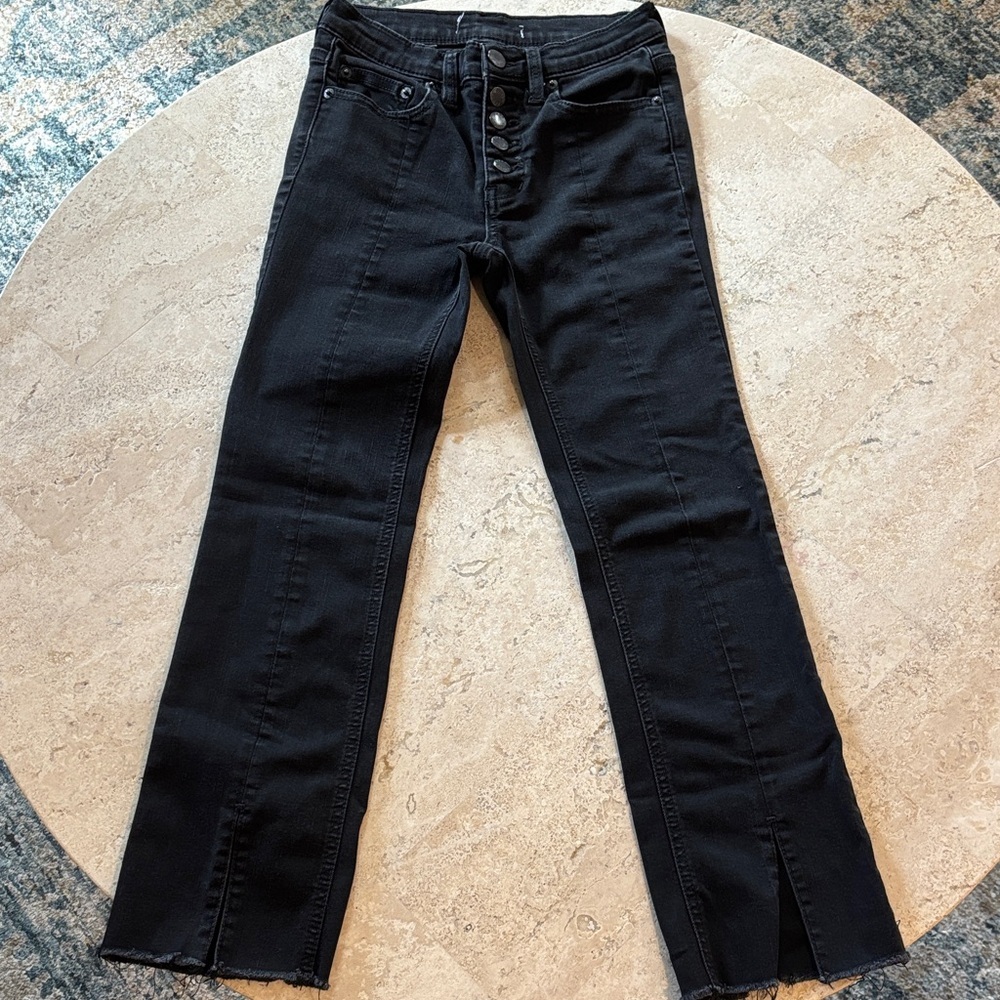 Free People size 23 waist Black Women's Jeans with cute slit‎ on front